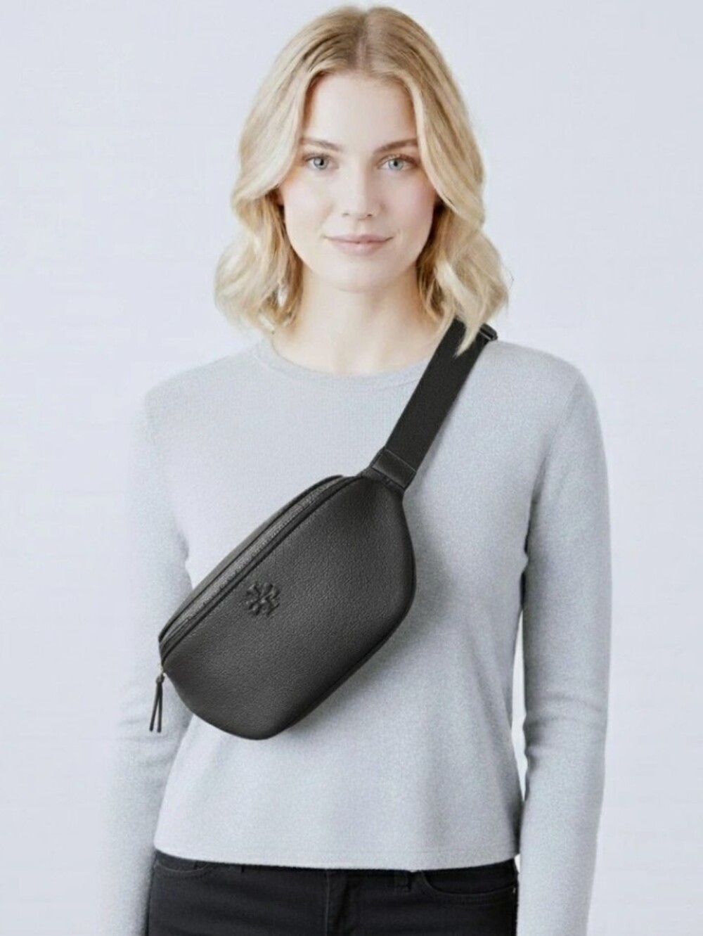 Tory Burch Thea Pebbled Black Leather Crossbody Belt Bag -